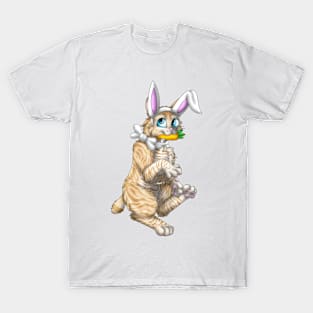 Bobtail BunnyCat: Cream Tabby (White) T-Shirt